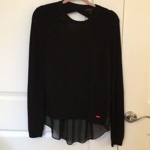 Armani exchange knit sweater with open sheer back